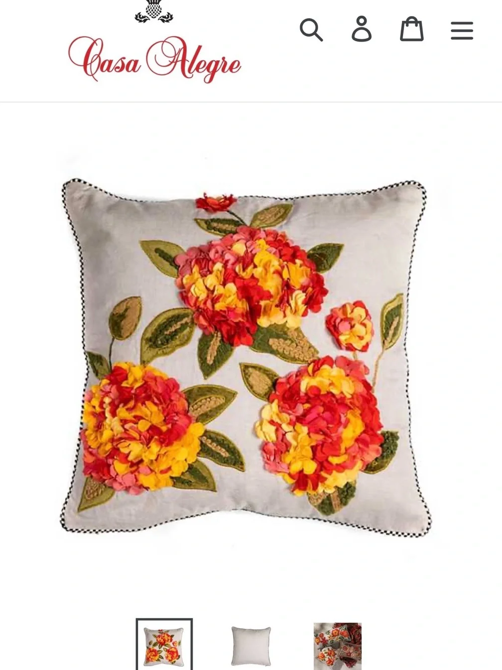 Mackenzie-Childs Brass Oval Logo Tag on Textured Fabric Pillow